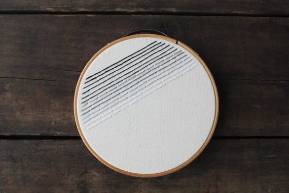 Embroidery Hoop Art - Black Ombre - Minimalist Gradient Stripes