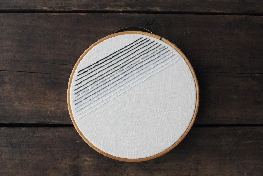 Embroidery Hoop Art - Black Ombre - Minimalist Gradient Stripes