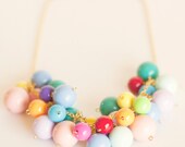 Chunky Statement Necklace - Chunky Statement Jewelry Chunky Bead Cluster Necklace Colorful Beaded Necklace Rainbow Gumball Necklace Cute