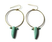 large hoop earrings, tribal super hoop earrings, tusk hoop earrings, blue stone hoop earrings