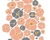 Peach and Grey Flowers Print 5x7