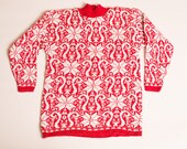 Vintage American Pride Flaming Ugly Sweater, Women's M, Sparkly Loud Design