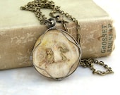 Mermaid Necklace - wire wrapped glass mermaid pendant - vintage map look - mermaid jewelry - made to order