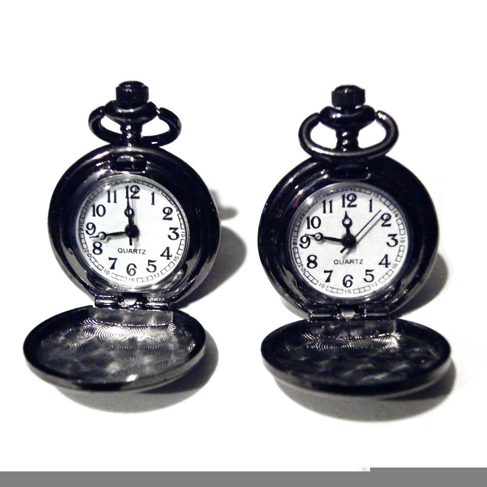Items similar to Gothic Steampunk Black Pocket Watch Gear Cufflinks Retro Victorian Style Mens