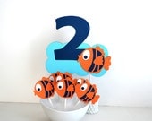 Goldfish Centerpiece Number and Cupcake Toppers - Personalized Centerpiece - A469 Il_170x135