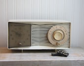 Vintage MOTOROLA Clock Radio  Model C15-WK cream or beige home decor or set design mad men style