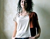 Women's jersey patchwork short sleeved T shirt OOAK - Mondrian inspired collection - handmade crop top - designer t shirt