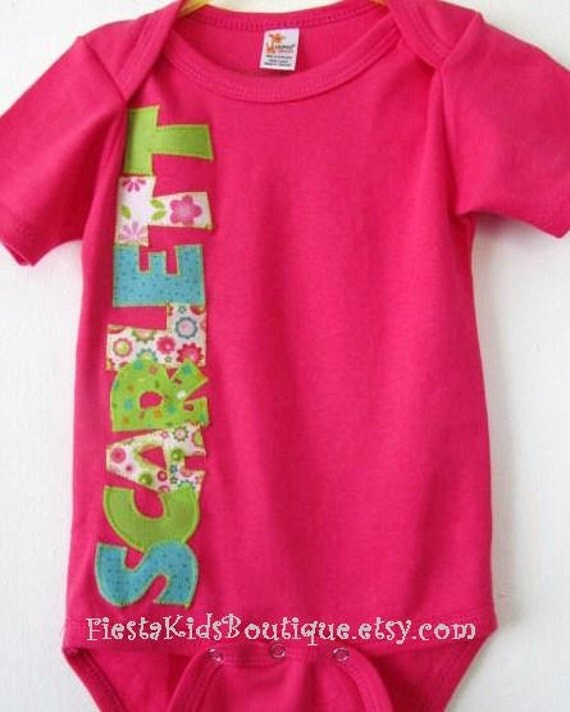 Personalized baby girl bodysuit, newborn or toddler size, baby one piece top, coming home outfit Il_570xn