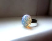 Moon Opal. Vintage stone on bronze ring