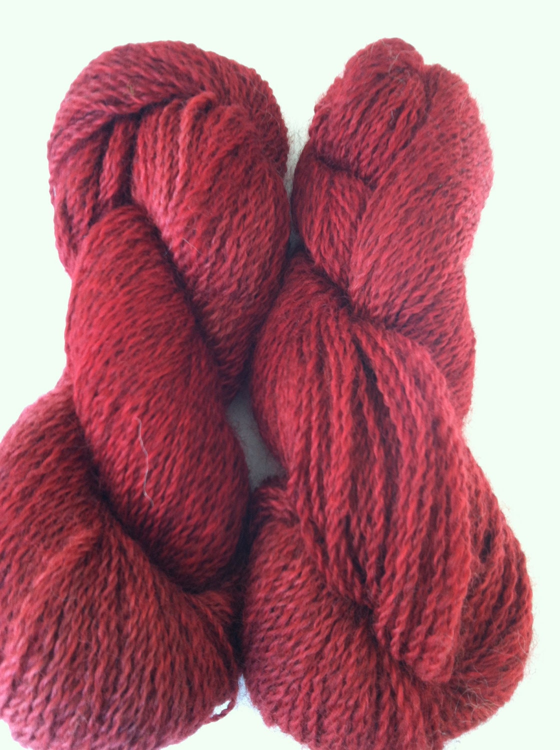 Ruby Red Heathered Hand Dyed Maine Romney Wool Yarn