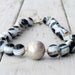 Black & White Striped Agate Necklace, Big Necklace, Statement Jewelry, Santorini Black Jewelry, High Fashion Contemporary Necklace 2013