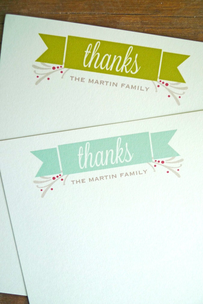 Personalized Stationery, Red Berry Personalized Flat Thank You Notes, Personalized Wedding Stationery Set, Engagment Thank You Notes