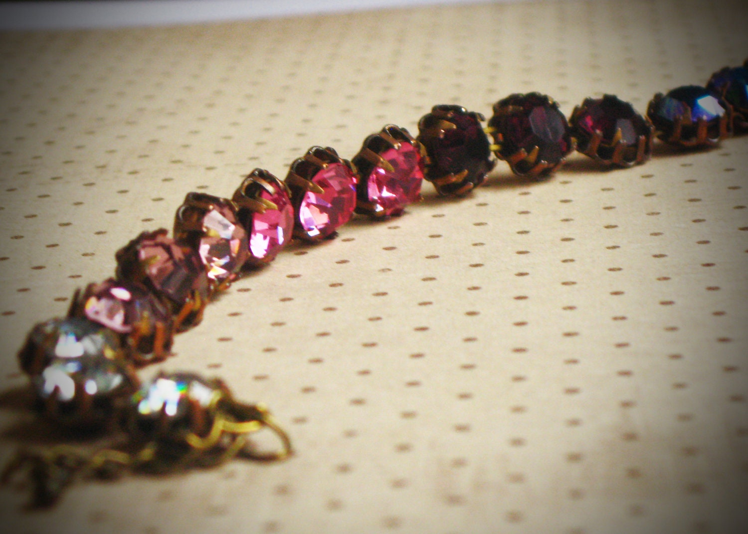 Ombre Rhinestone Bracelet, Amethyst Purple, Rose, Pink,Tennis Bracelet