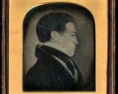 LARGE Nearly HALF PLATE 1840s Daguerreotype Photo Folk Art Painting / Primitive