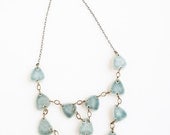 Handmade porcelain Jewelry Statement necklace bib in Turqoise Sea Foam green