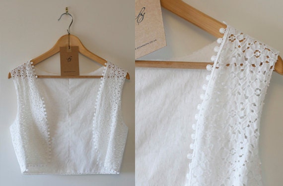 M White lace bolero with braid trim (size 10-12)