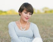single layer milky opaque white briolette and ivory necklace