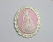 Classic Pink Lolita Rococo Lady Cameo Brooch
