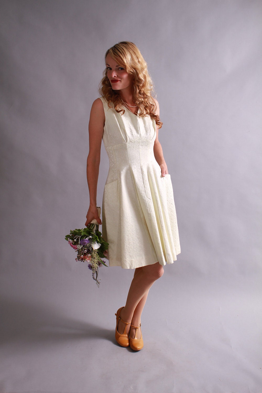 early 1960s wedding dress / 60s baby doll mini dress / Happy To Be In Love