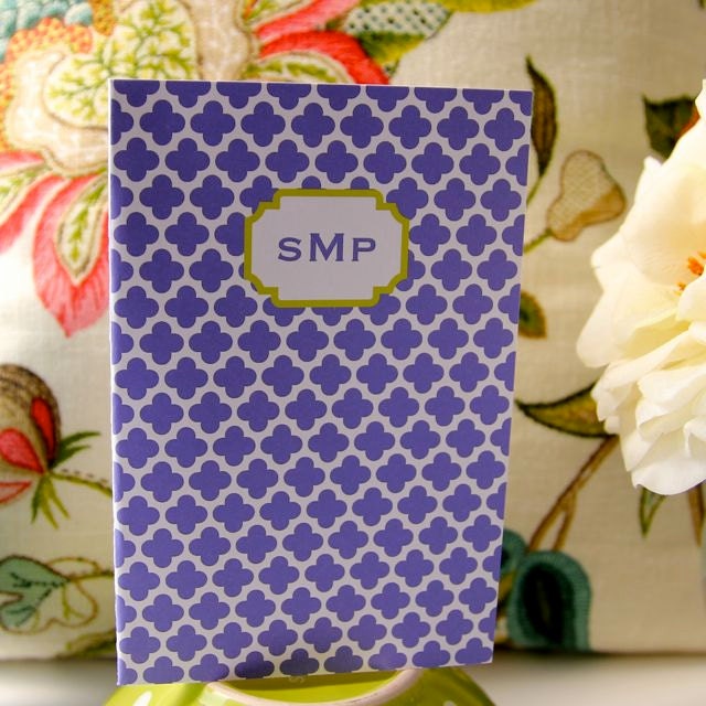 Personalized Folded Cards - Quatrefoil Thank You or Monogram with Lined Envelopes (10)