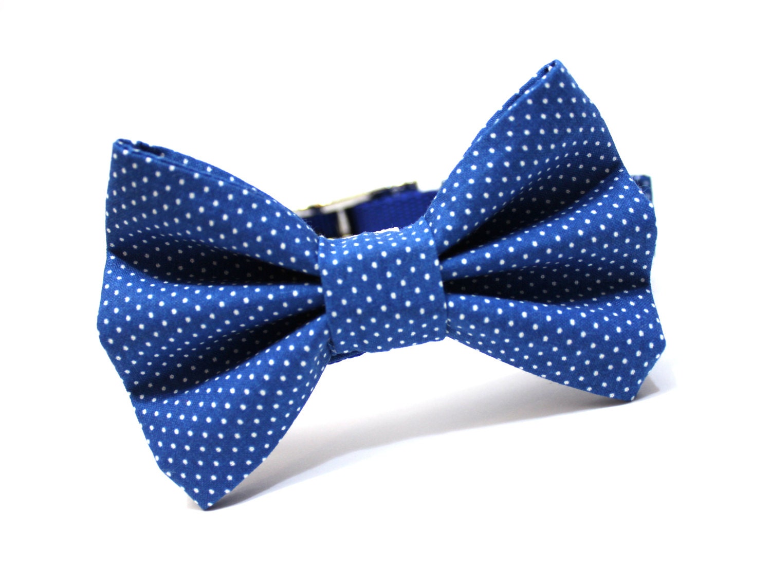 Bow Tie Dog Collar, Dog Bowtie- Royal Blue Pin Dot