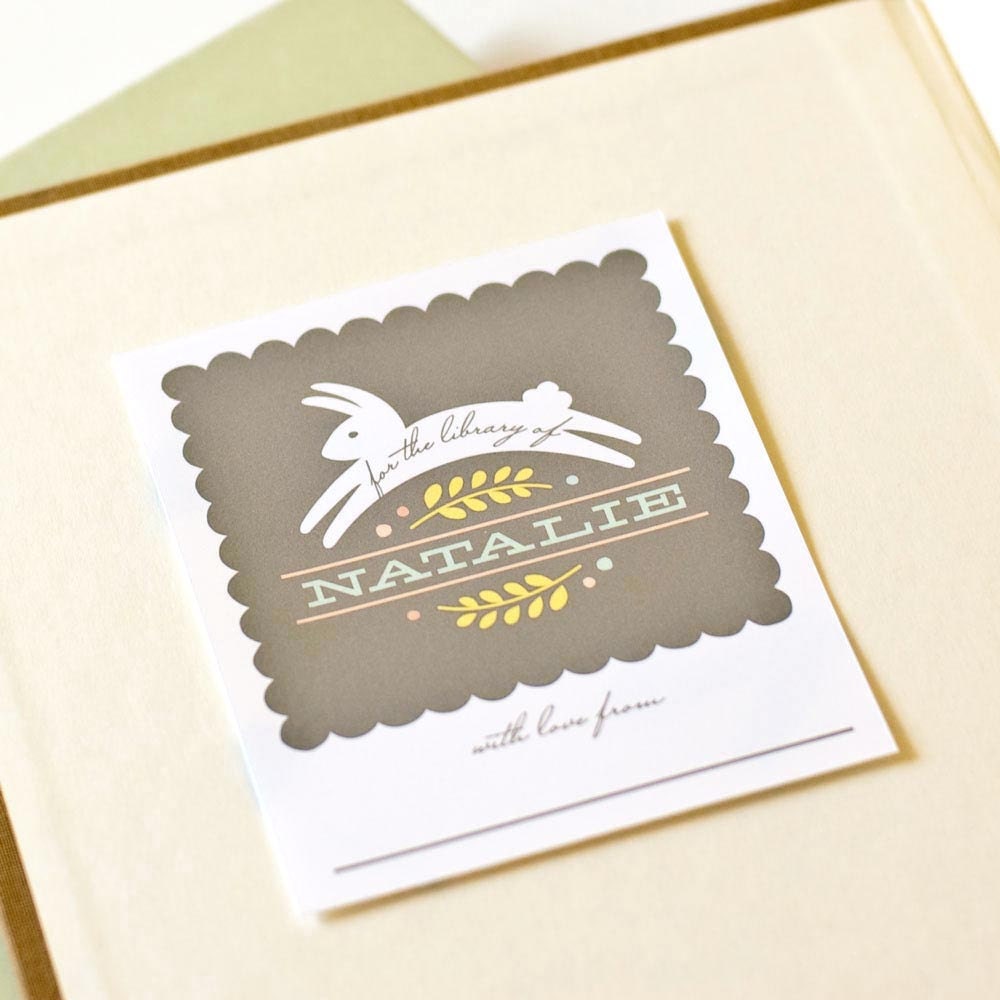 Personalized Baby Bookplates, Baby Shower Bookplate Stickers // LEAPING BUNNY