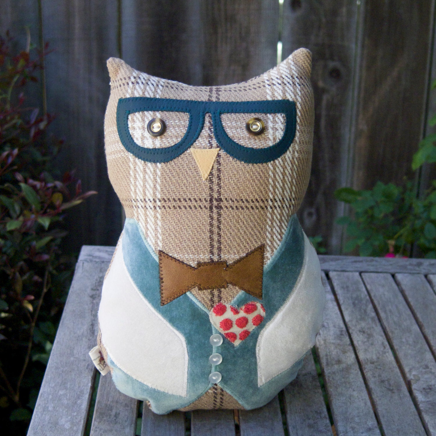 One-of-A-Kind City Hipster Owl Plush Pillow