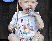 Boys Birthday Outfit Photography Prop Cake Smash Diaper Cover and Onesie