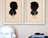 Sherlock Holmes Silhouette Character Portrait and Quote Poster Set - Four 11x17 Modern Art Prints
