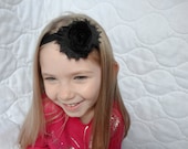 Black Shabby Rose Flower Headband