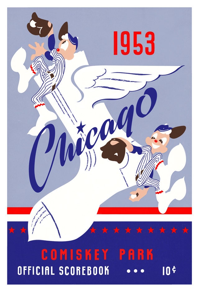 Chicago White Sox Vintage 1953 program print - 13x19 - Baseball decor poster print
