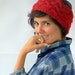 Cabled knitted headband / ear warmer in red