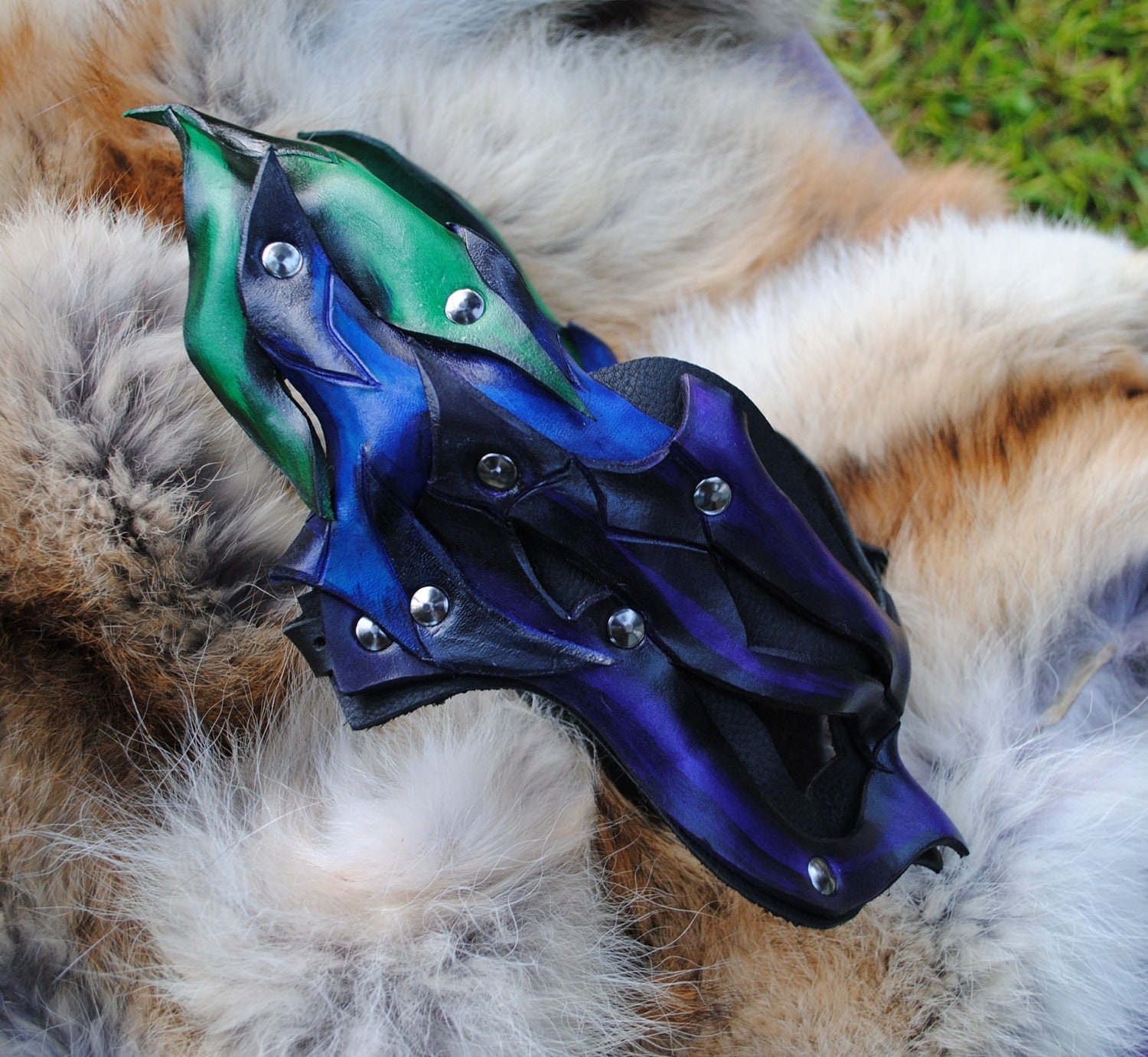 Peacock Akki-Hime Leather Mask