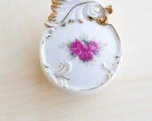 Porcelain Trinket Dish Rose White Gold