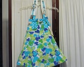 Reconstructed Recycled EcoFriendly Handbag Made from Girls' Dress Super Fun Blue Green Turq Multi