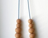 Marzipan Kartoffeln in Prussia Statement Necklace / Hand Painted Wooden Beads and Leather String / Terra Cotta and Prussian Blue