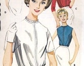 1960s Misses Back Button Blouse Vintage Sewing Pattern Butterick 2396 Bust 34" uncut