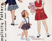 1940's Toddler Girls' Cardigan Jacket and Skirt Vintage Sewing Pattern,  Simplicity 1070 Girls Size 2