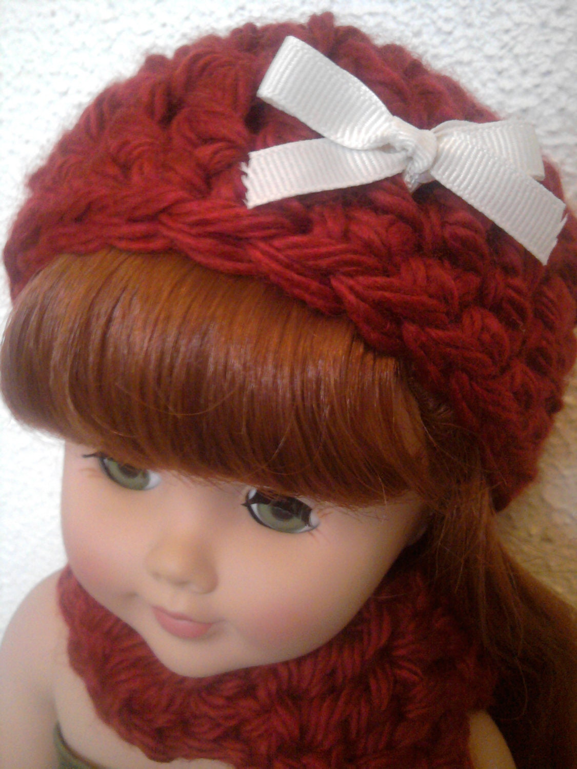 18 inch doll hat and scarf, fits American dolls