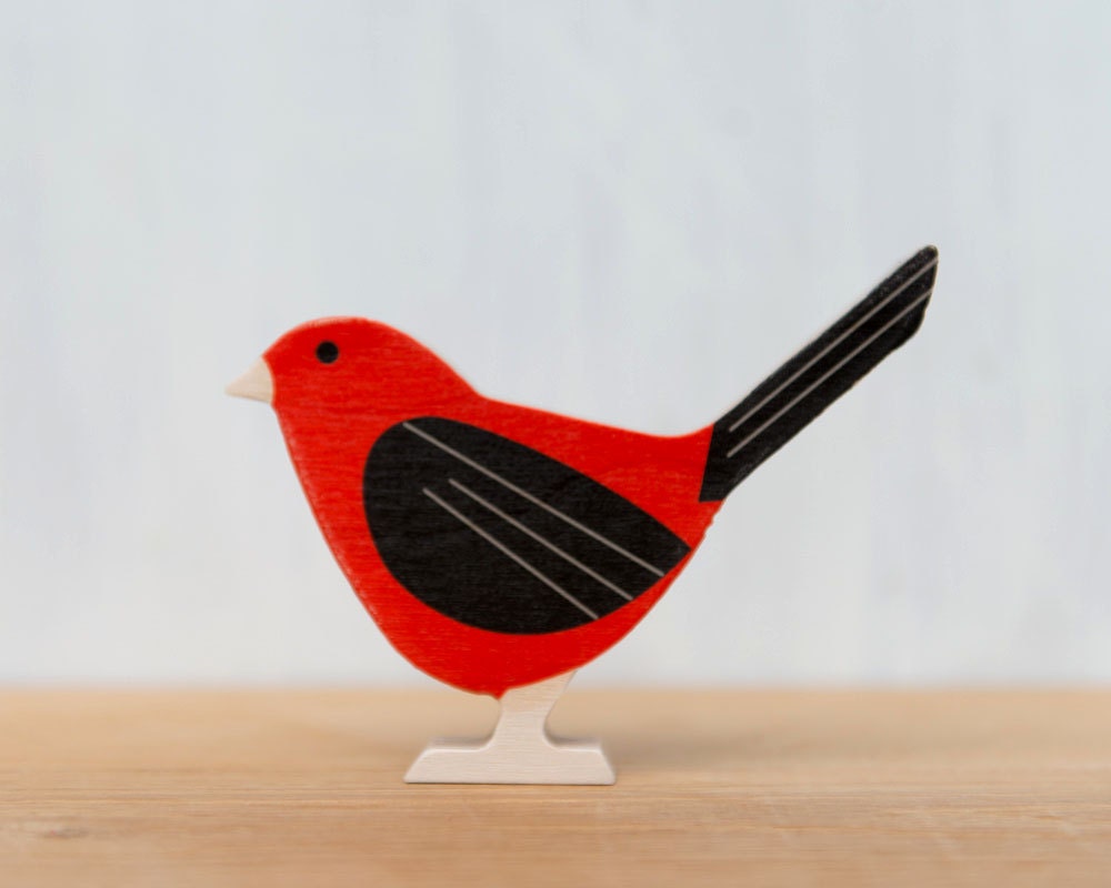 Modern Red Wooden Bird - Scarlet Tanager