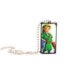Link Necklace or Keychain - Upcycled  Zelda Altered Vintage Domino -
