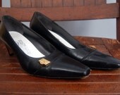 Classic Black Leather Salvatore Ferragamo Heels - Size 7 US