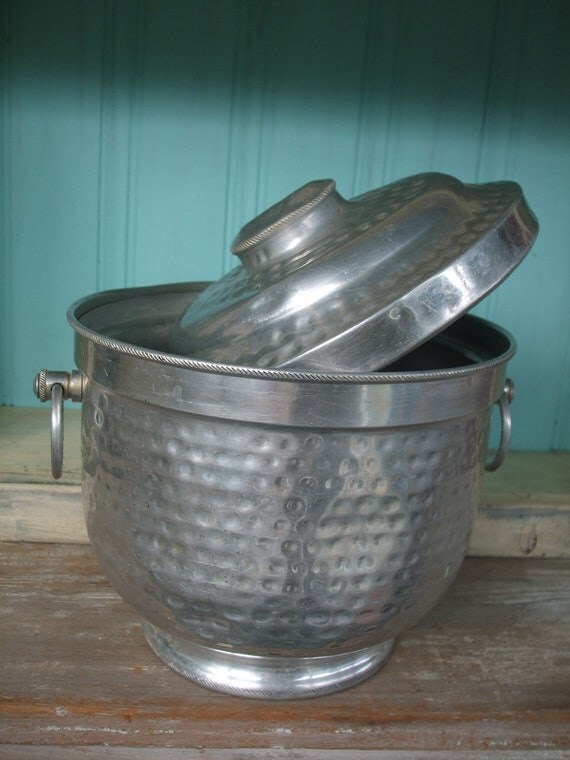 Items similar to Hammered Aluminum Ice Bucket Made in Italy Barware on Etsy