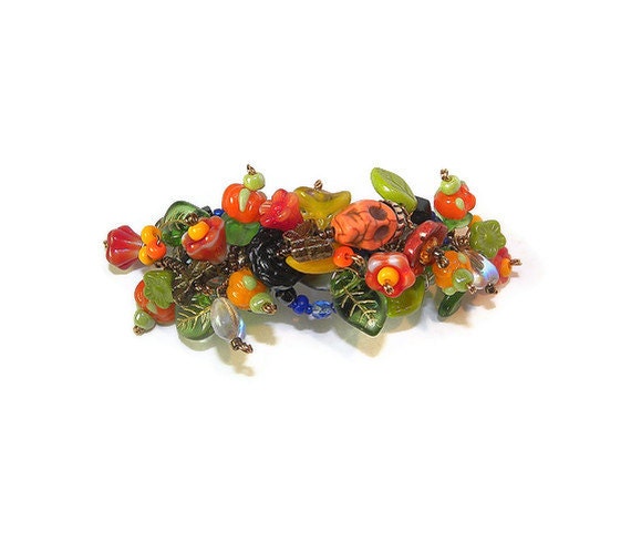 Happy Hearts and Smiling Sugar Skulls Beaded Hair Clip WJ111