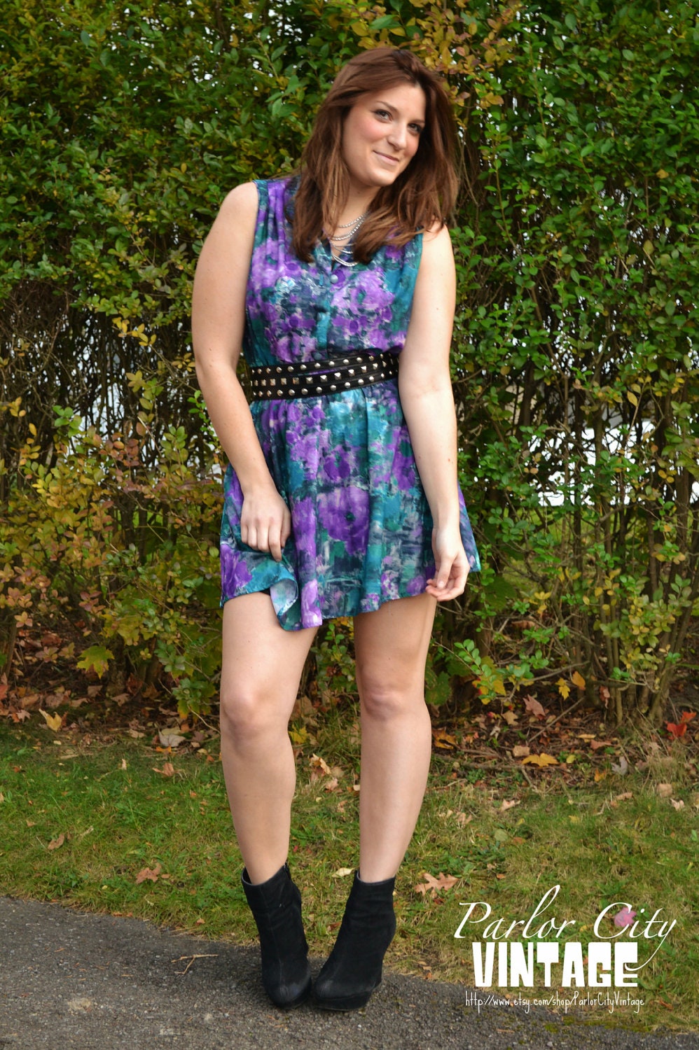 The Molly Dress - Upcycled 1980s Vintage Sheer Floral Dress with Black Lace Slip