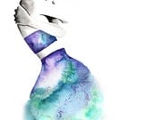 Woman with ink dress (original)