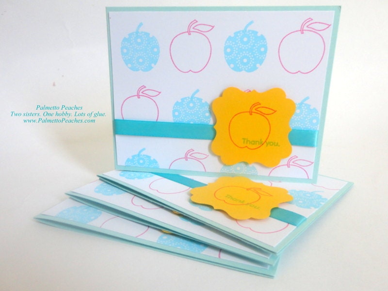 Notes - Thank You - Teacher Gift - Set of 4 - A2 (4.25" x 5.5") - Sky & Yellow