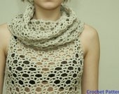 Crochet pattern PDF - Cowlneck Lace Top- sizes XS to L - Crochet Top Pattern Instant Download