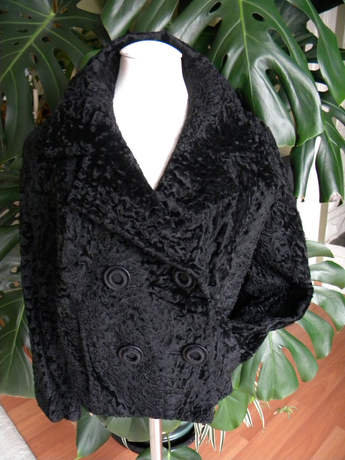 Darling vintage black broadtail lamb fur jacket/coat
