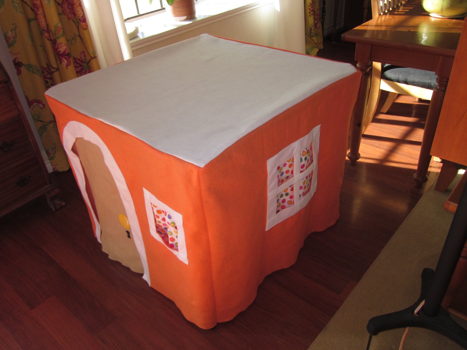 Felt card table playhouse cottage: Waldorf inspired, more colors available, custom order